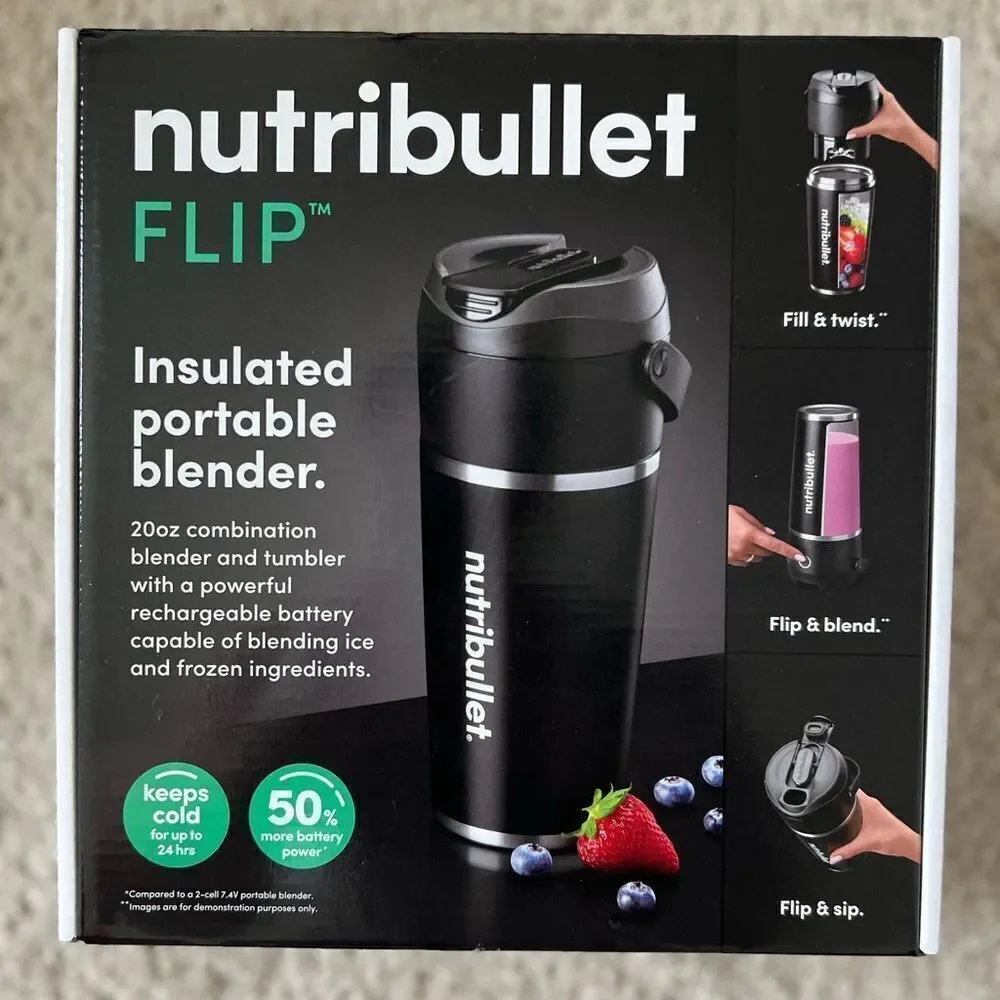 Nutribullet Flip Portable Blender w/ Black Insulated Tumbler Cup (BD-BX776A-23)